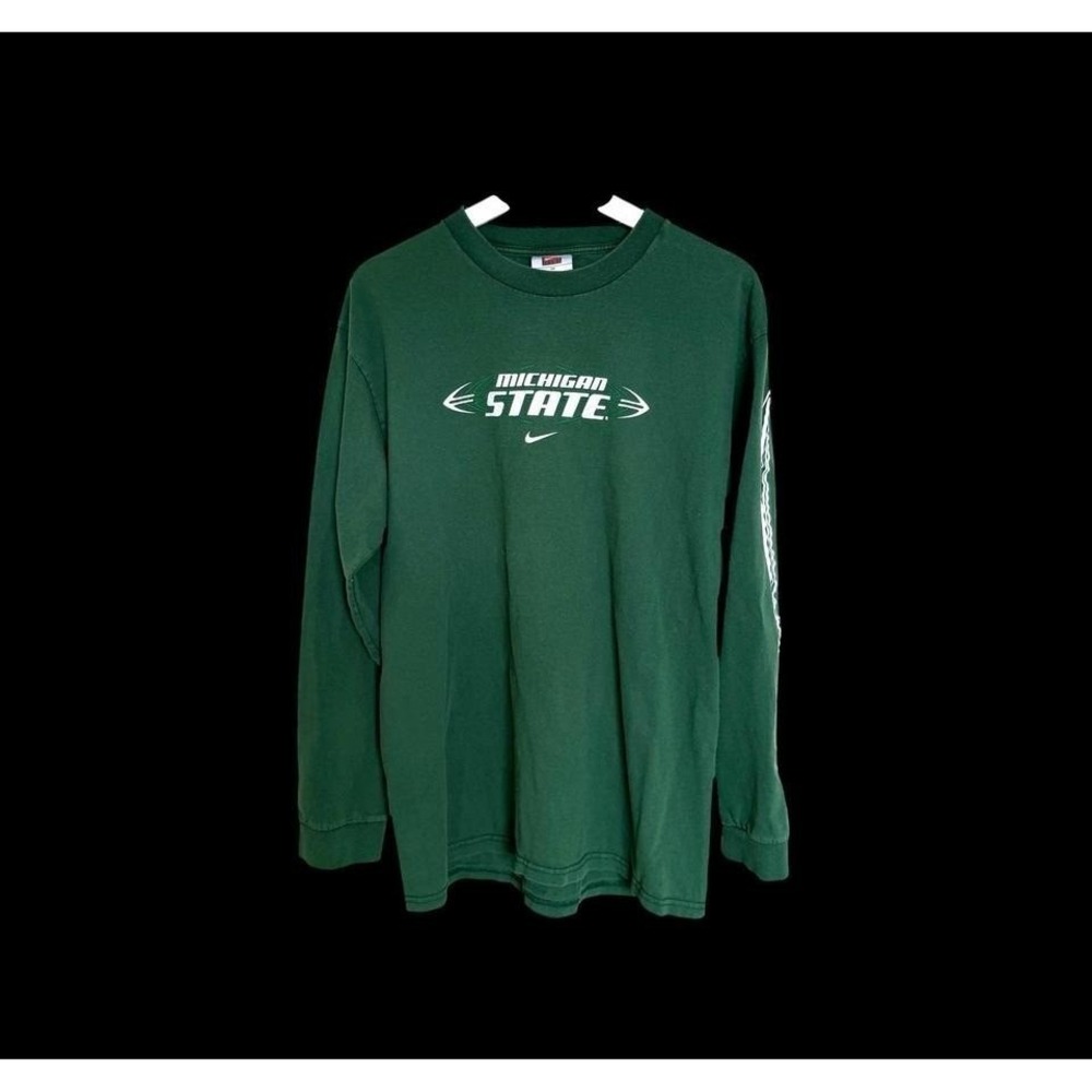 Vintage Nike Michigan State Center Swoosh Long Sleeve Shirt Medium‎ Crewneck Y2K
